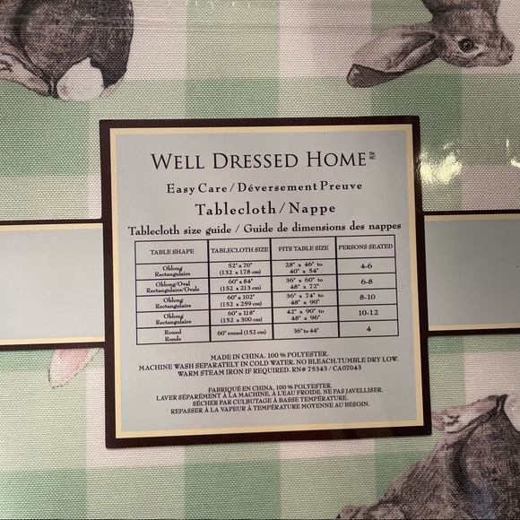 Easter Bunny 🐰 Rabbit Nappe Tablecloth Spillproof - Picture 3 of 3